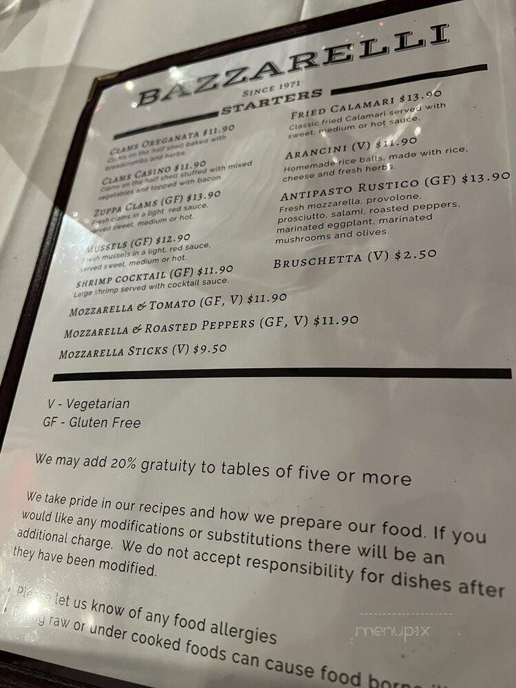 Bazzarelli Pizzeria & Restaurant - Moonachie, NJ menu_pic