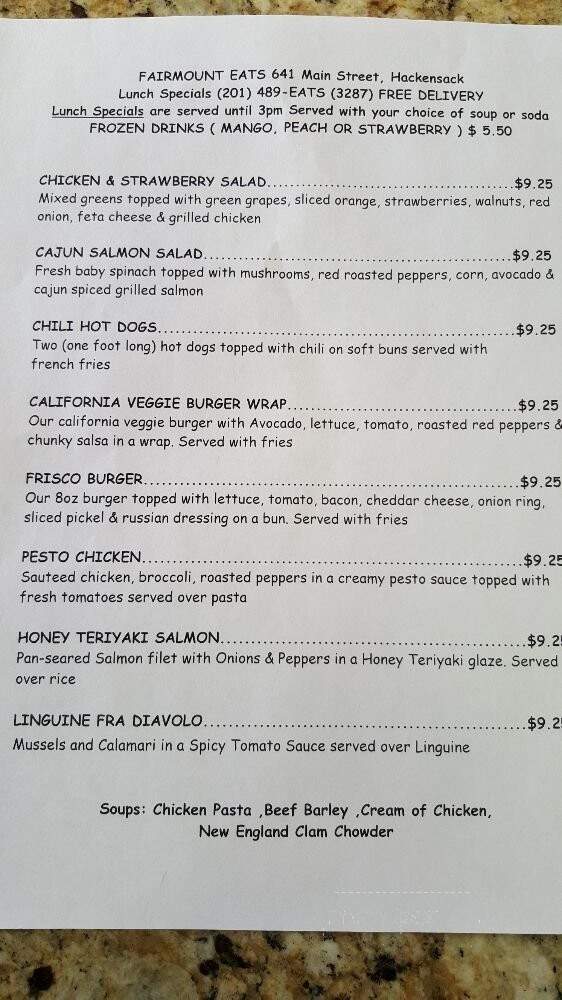 Fairmount Diner - Hackensack, NJ menu_pic