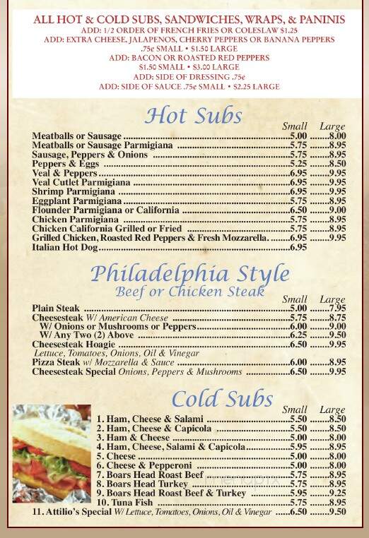 Attilio Restaurant & Pizza - West Long Branch, NJ menu_pic