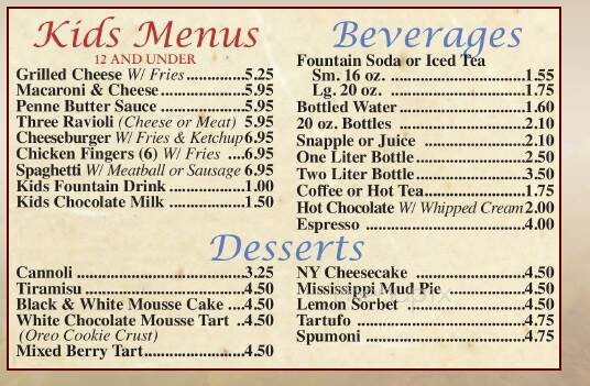 Attilio Restaurant & Pizza - West Long Branch, NJ menu_pic