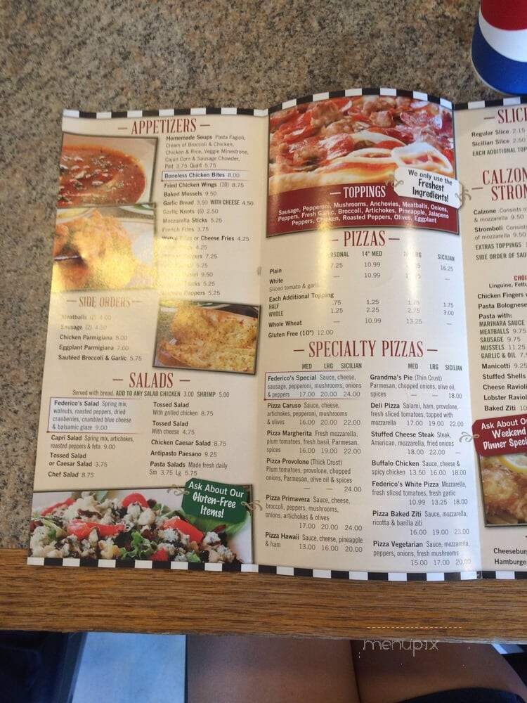 Federicos Pizzeria & Restaurnt - Belmar, NJ menu_pic