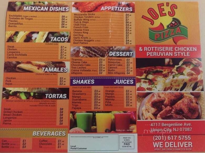 Joe's Pizza - Union City, NJ menu_pic
