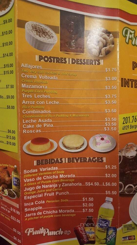 Fruit Bunch Cafe - West New York, NJ menu_pic