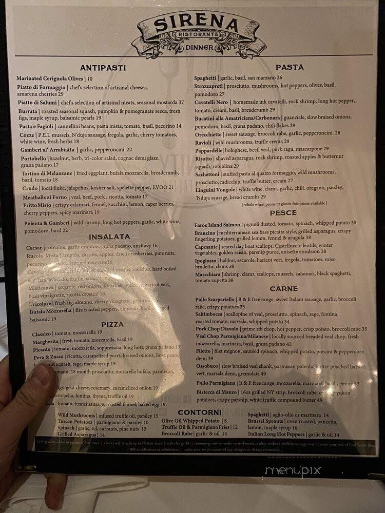 Sirena Ristorante - Long Branch, NJ menu_pic