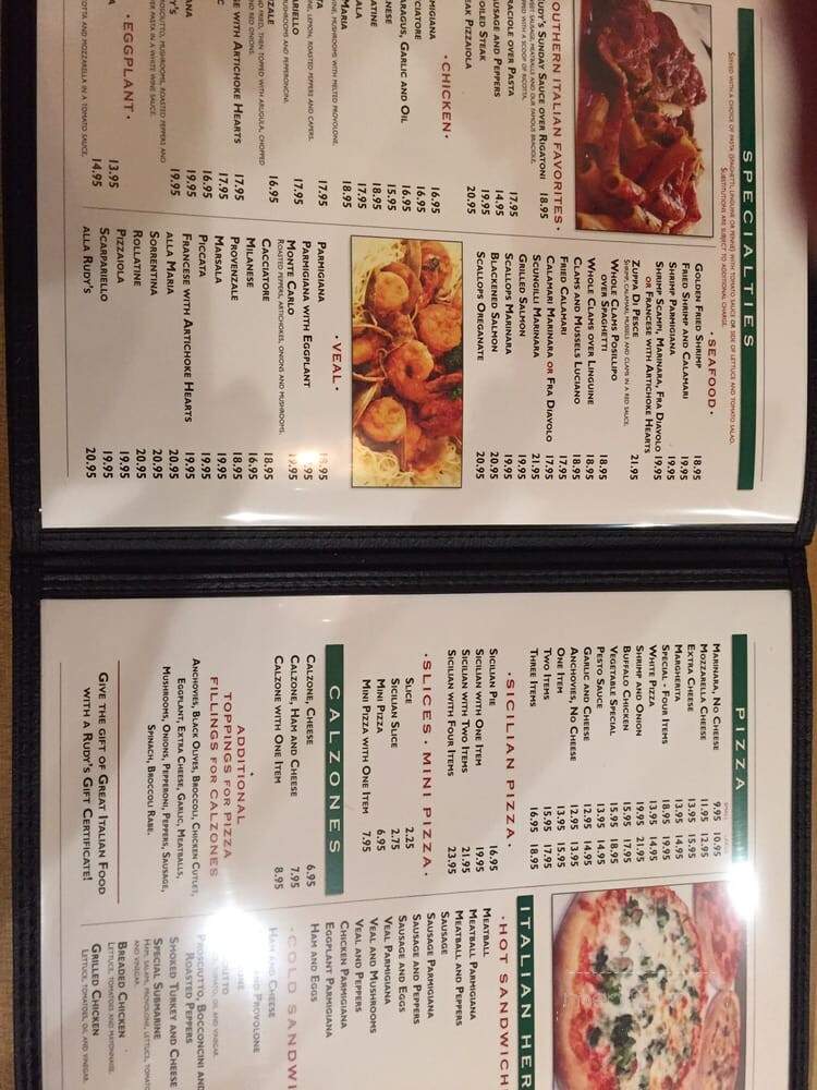 Rudy's Spaghetti House & Pizza - Closter, NJ menu_pic