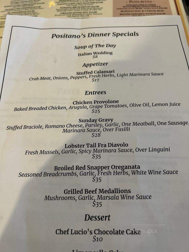 Positano Restaurant & Pizzeria - Wayne, NJ menu_pic