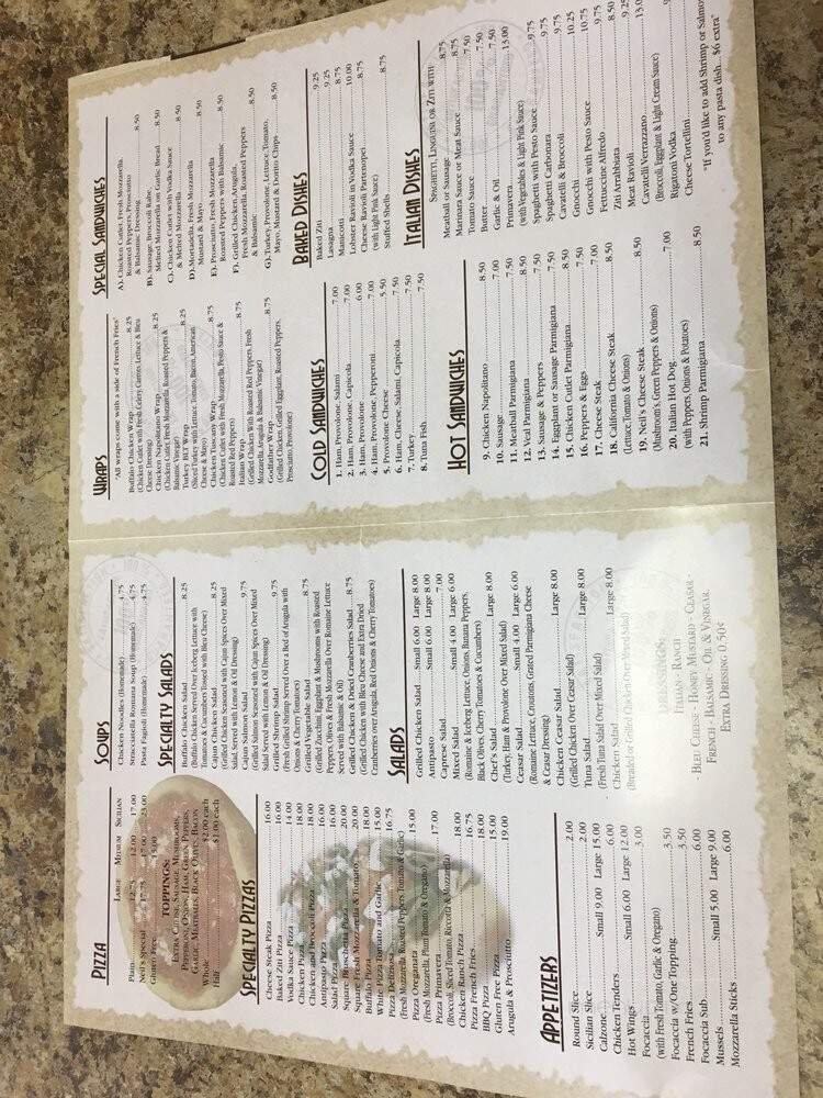 Neil's Pizzeria - Wayne, NJ menu_pic