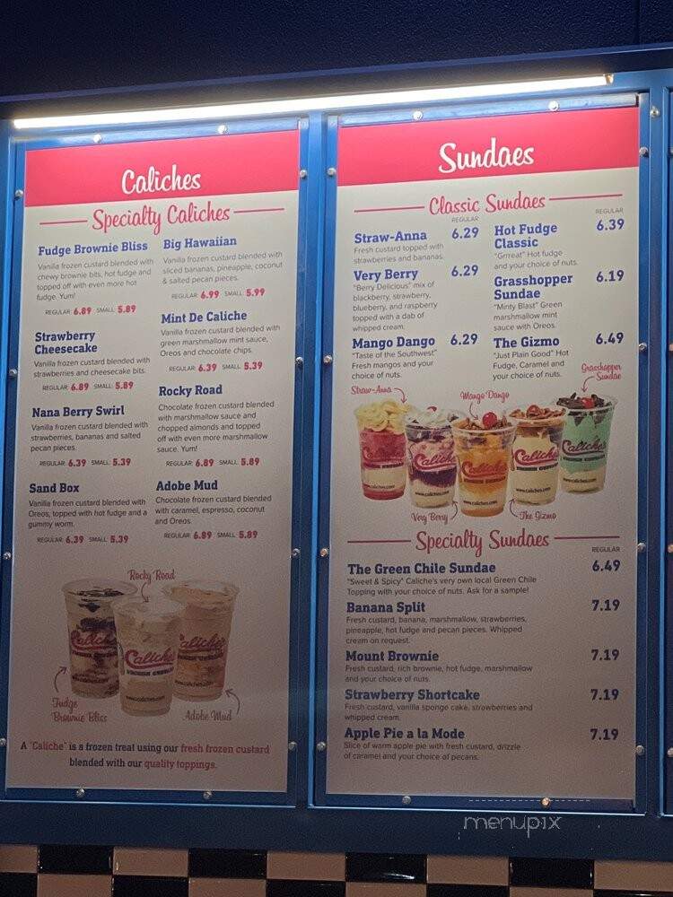 Caliche's Frozen Custard - Las Cruces, NM menu_pic