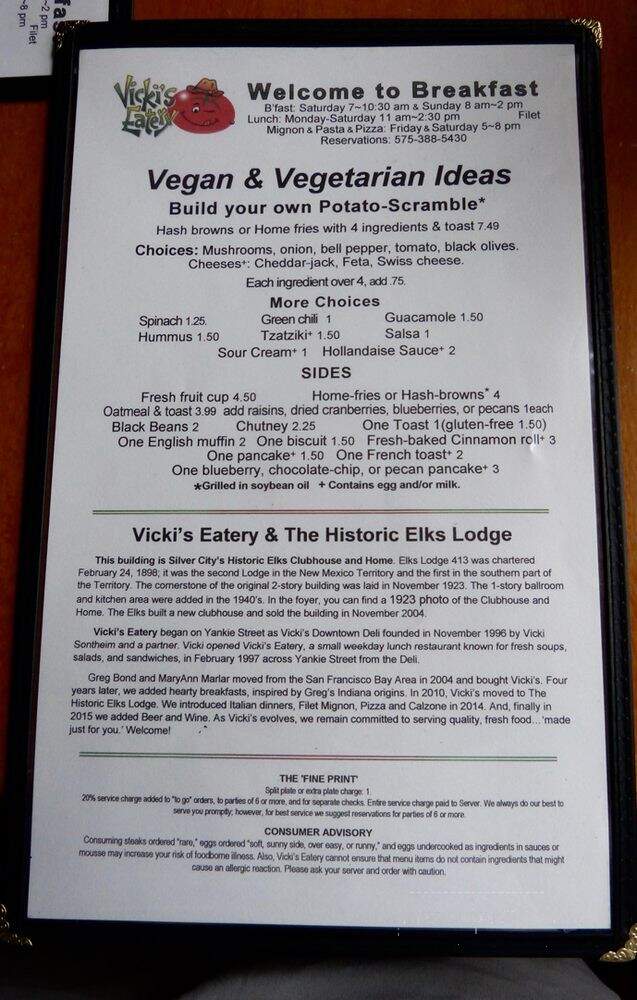 Vicki's Eatery - Silver City, NM menu_pic