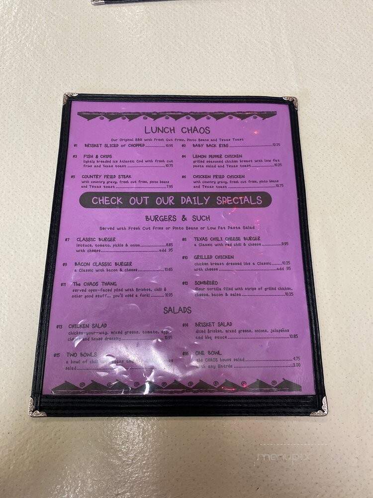Chaos Cafe - Artesia, NM menu_pic