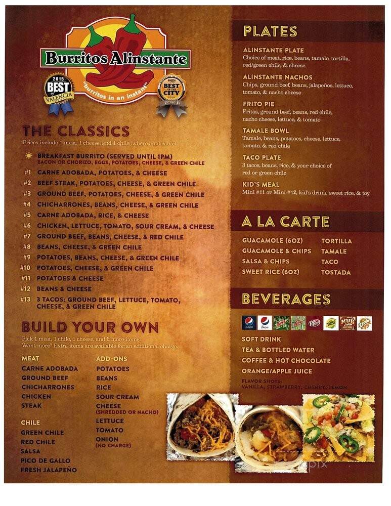 Burritos Alinstante - Los Lunas, NM menu_pic