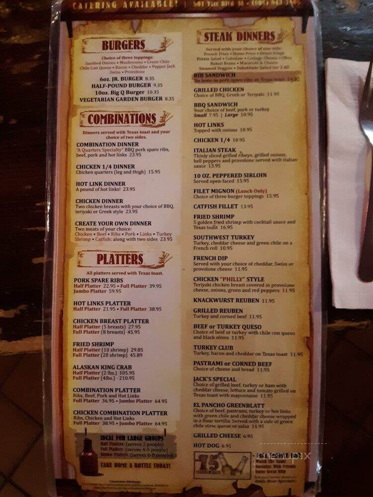 Quarters BBQ - Albuquerque, NM menu_pic