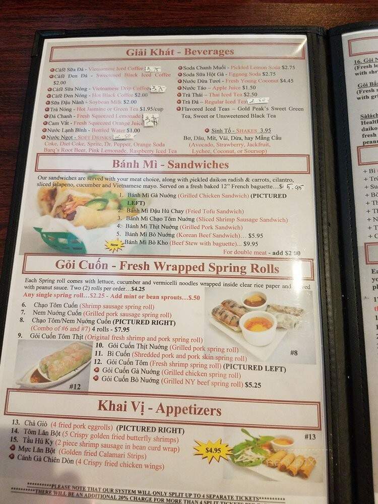 Cafe Trang - Albuquerque, NM menu_pic