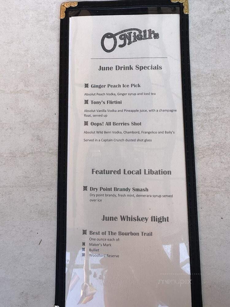 O'Niell's Pub - Albuquerque, NM menu_pic