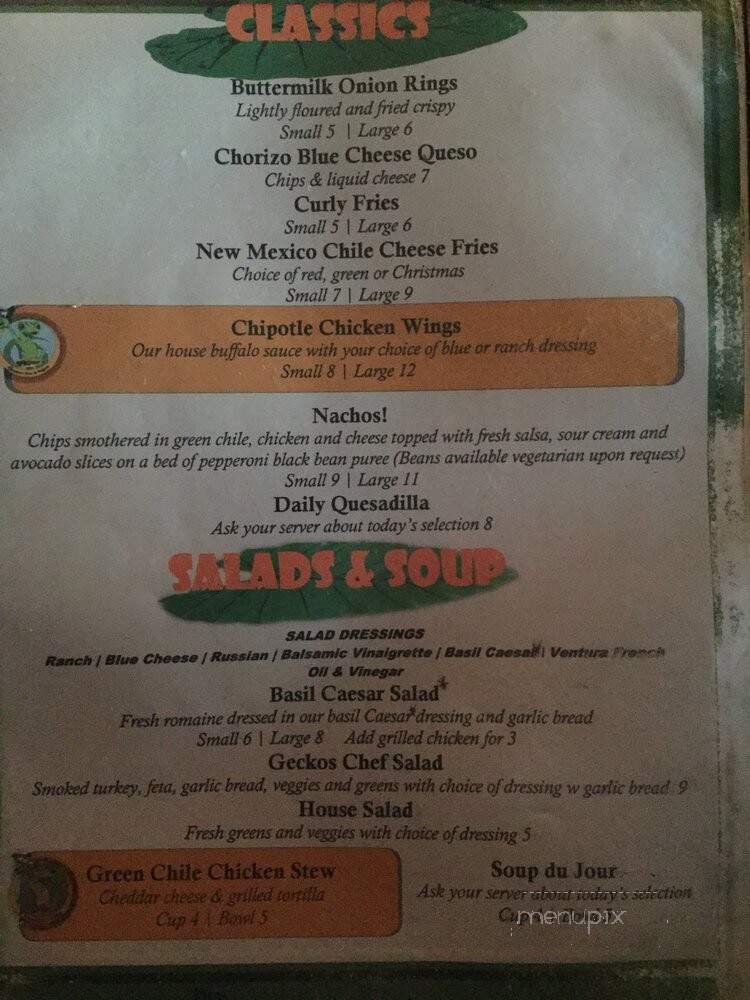 Geckos Bar & Tapas - Albuquerque, NM menu_pic