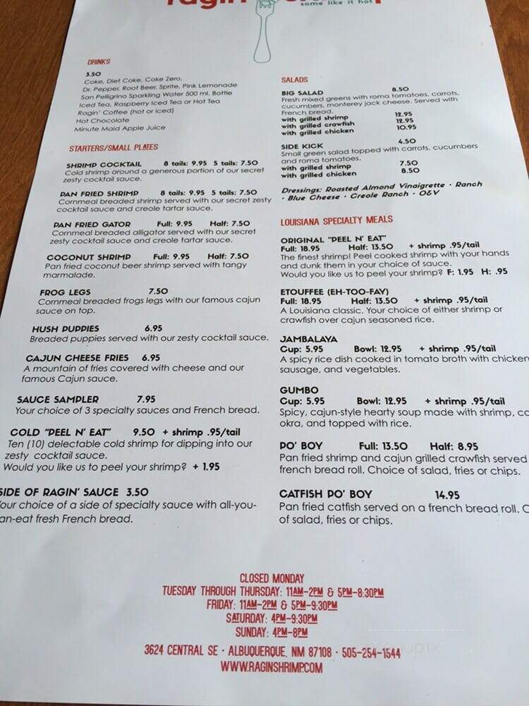Ragin' Shrimp - Albuquerque, NM menu_pic