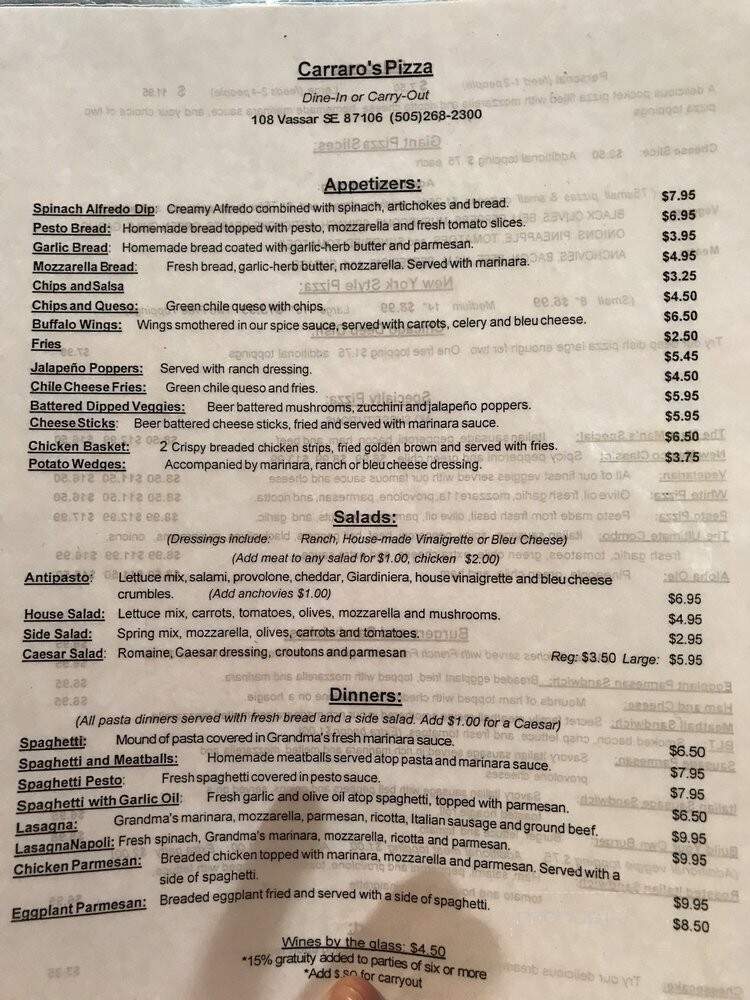 Carraro's Pizza & Italian Rest - Albuquerque, NM