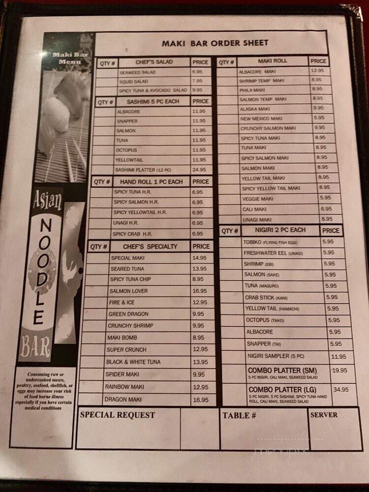 Asian Noodle Bar - Albuquerque, NM menu_pic