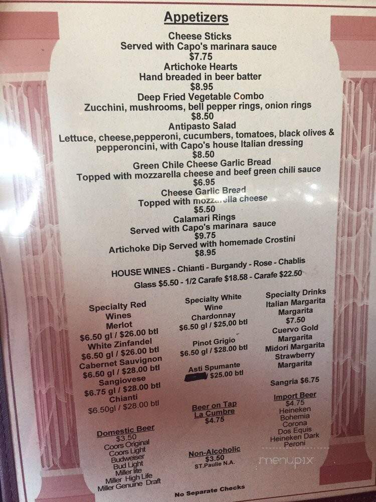 Capos Ristorante Italiano - Albuquerque, NM menu_pic