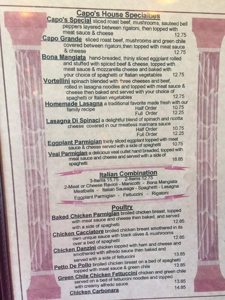 Capos Ristorante Italiano - Albuquerque, NM menu_pic