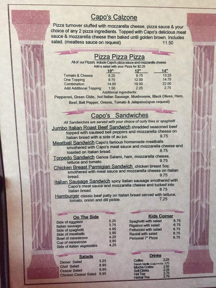 Capos Ristorante Italiano - Albuquerque, NM menu_pic