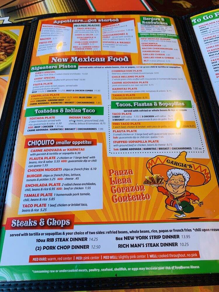 Garcia's Kitchen-The Original - Albuquerque, NM menu_pic