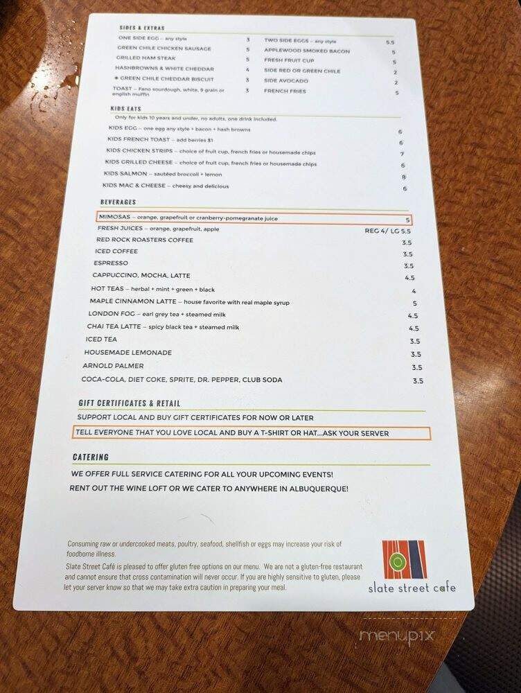 Slate Street Cafe - Albuquerque, NM menu_pic