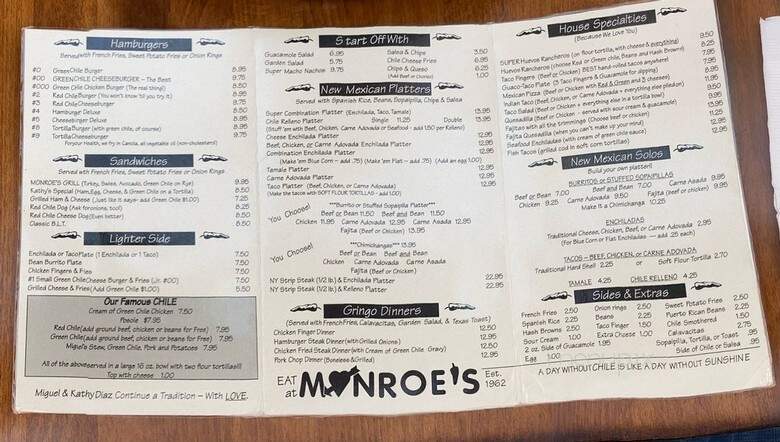Monroe's Restaurant - Albuquerque, NM menu_pic