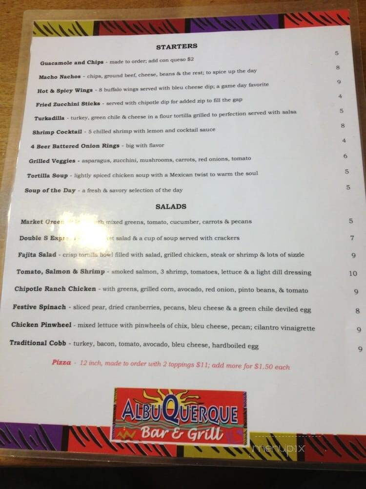 Albuquerque Grill - Albuquerque, NM menu_pic