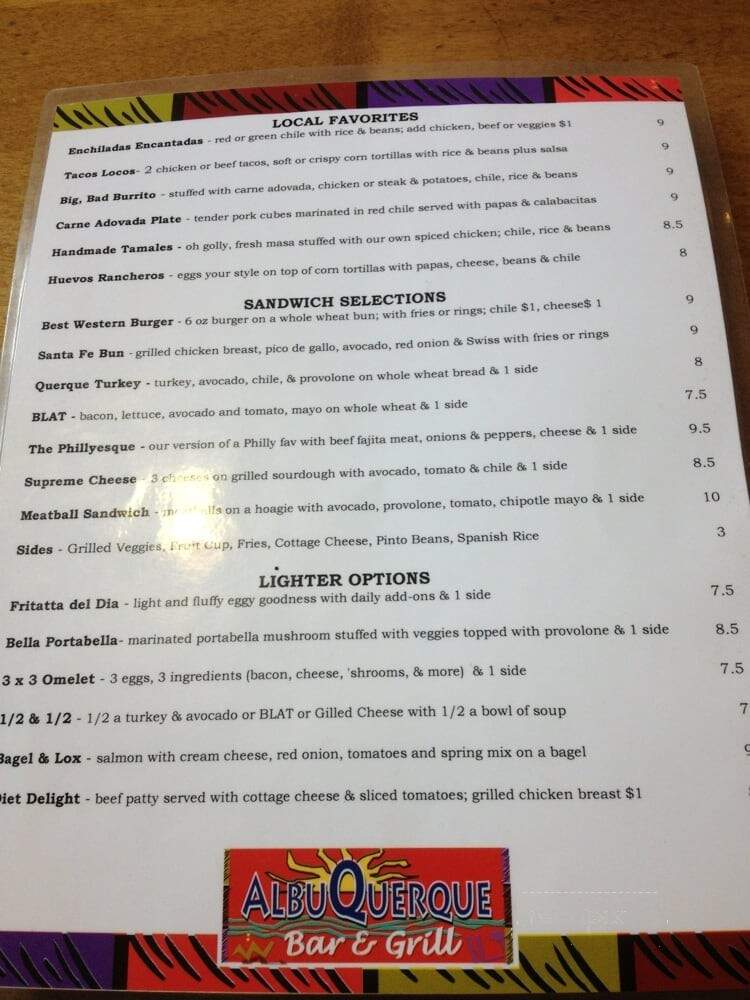 Albuquerque Grill - Albuquerque, NM menu_pic