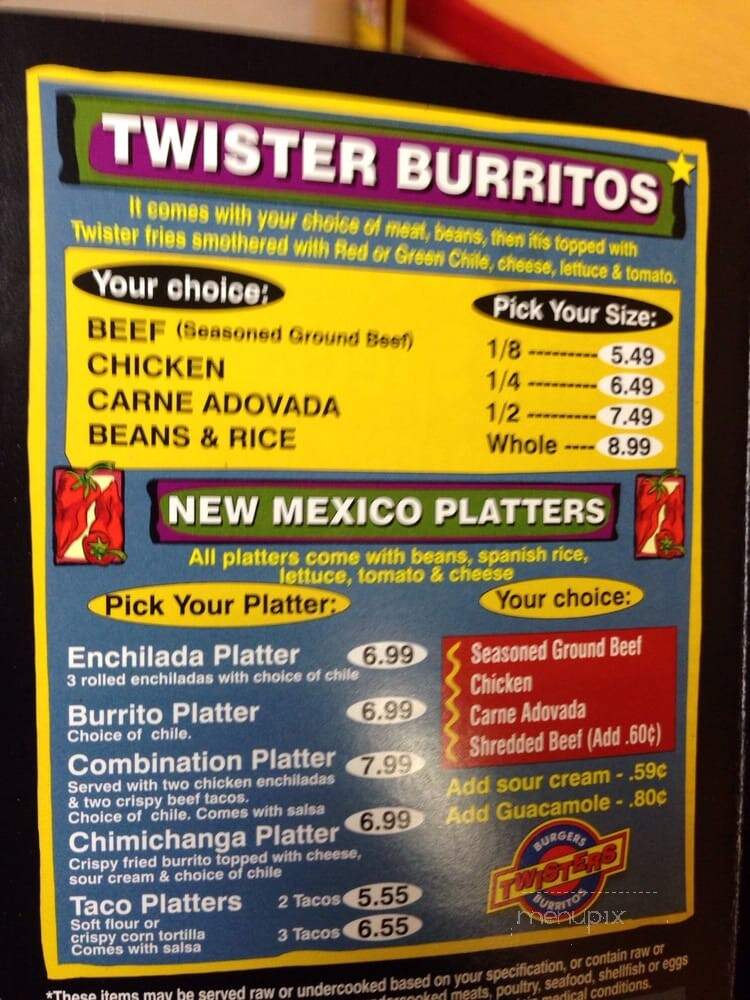 Twisters - Albuquerque, NM menu_pic