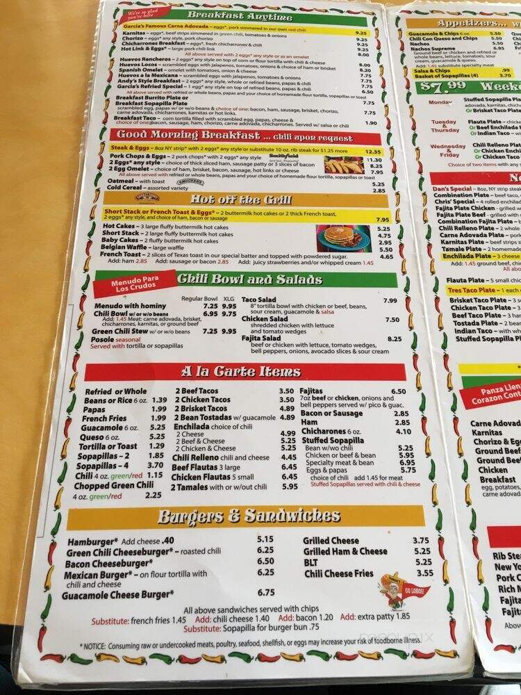 Garcia's Kitchen-The Original - Albuquerque, NM menu_pic