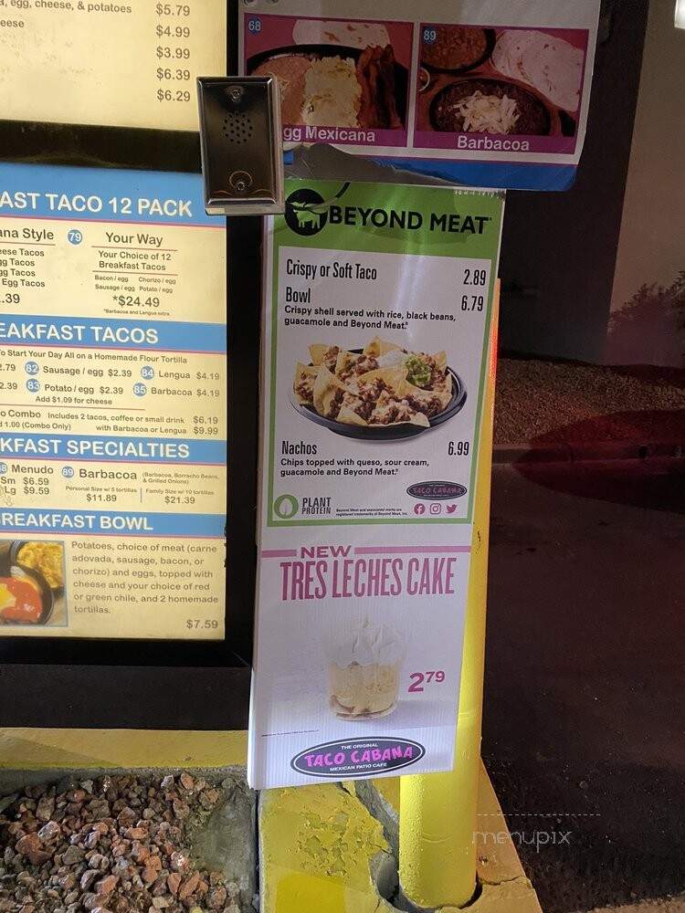 Taco Cabana - Albuquerque, NM menu_pic