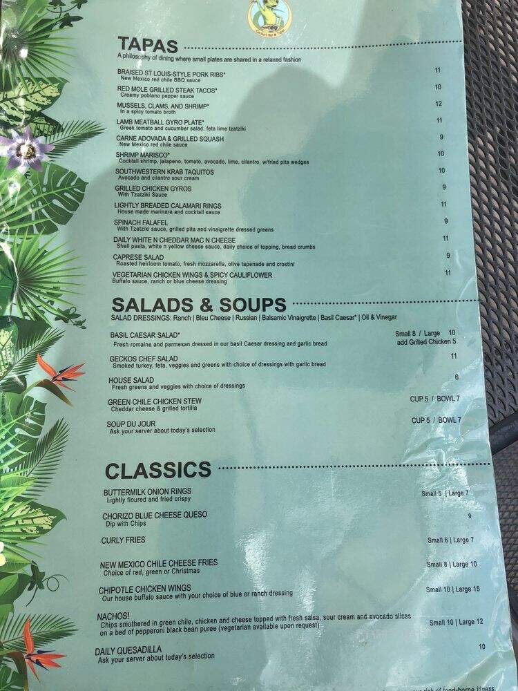 Gecko's Bar & Tapas - Albuquerque, NM menu_pic