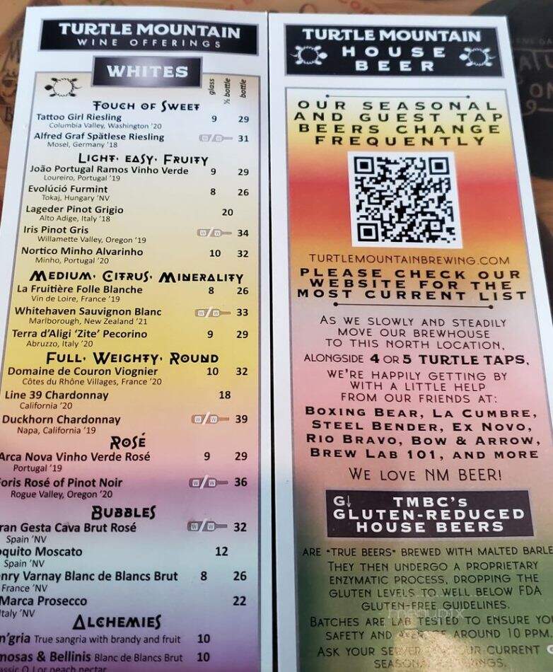 Turtle Mountain Brewing Co - Rio Rancho, NM menu_pic