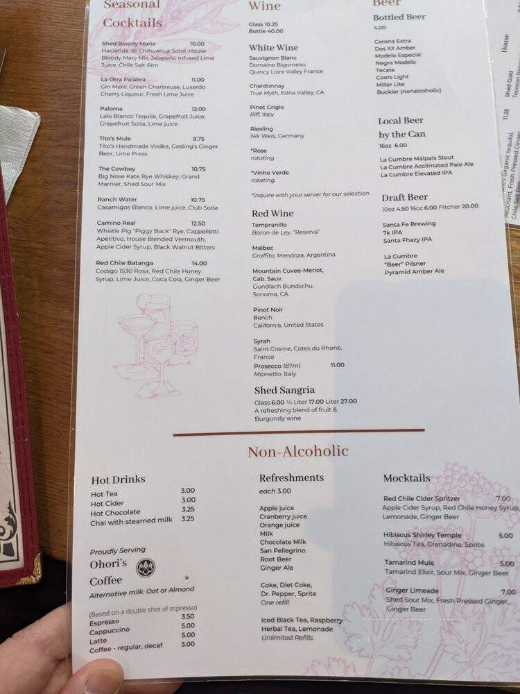 The Shed Creative Cooking - Santa Fe, NM menu_pic