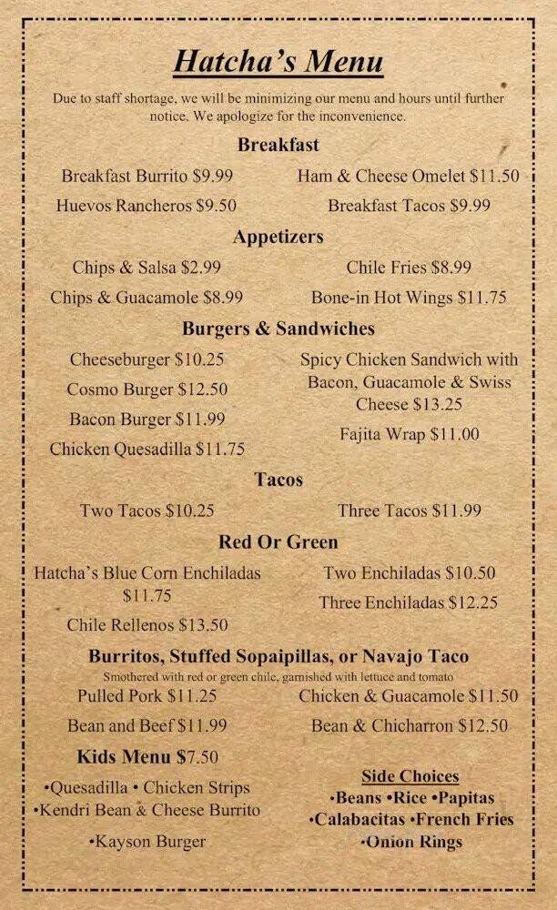 Hat Cha's Cafe - Mora, NM menu_pic