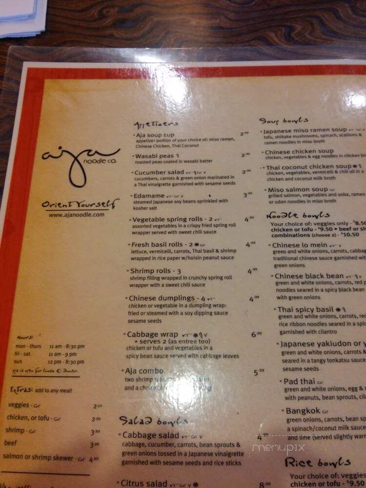 Aja Noodle Co - Fairport, NY menu_pic