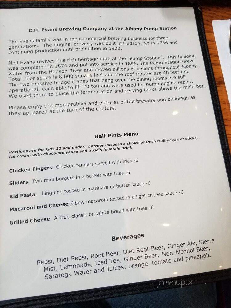 Albany Pump Station-Ch Evans - Albany, NY menu_pic