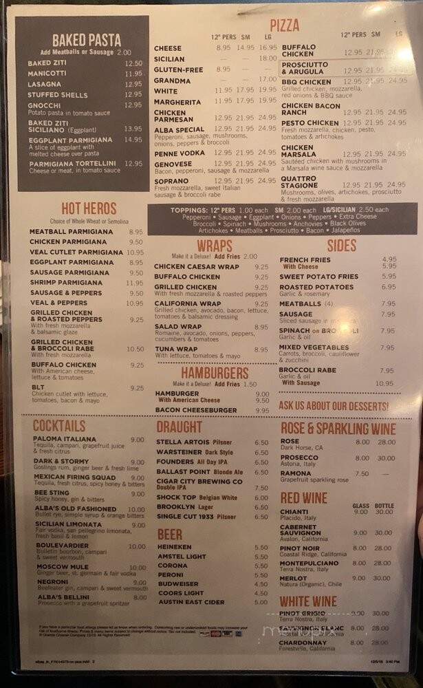 Alba's Restaurant & Pizza - Astoria, NY menu_pic