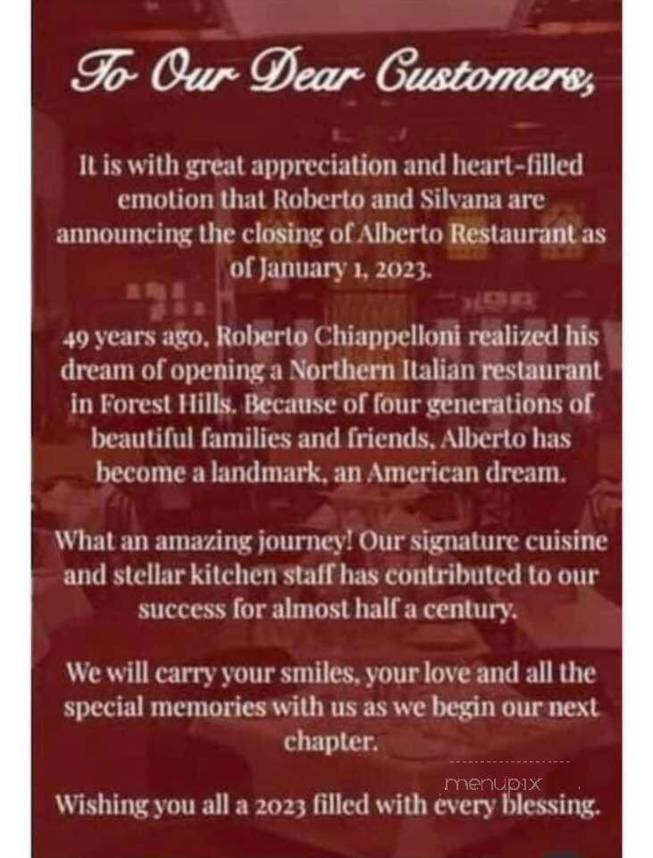Alberto Restaurant - Flushing, NY menu_pic
