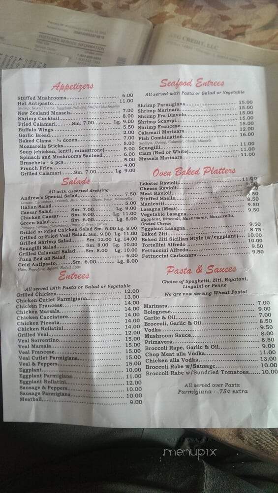 Andrews Pizzeria - Middle Village, NY menu_pic