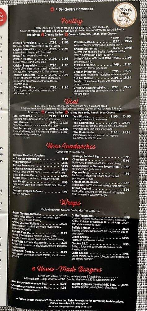 Antonella's Pizzeria & Restaurant - Fishkill, NY menu_pic
