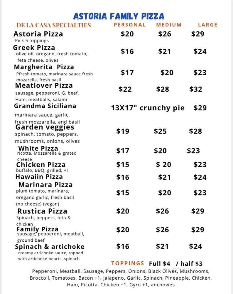 Astoria Park Pizzeria - Astoria, NY menu_pic