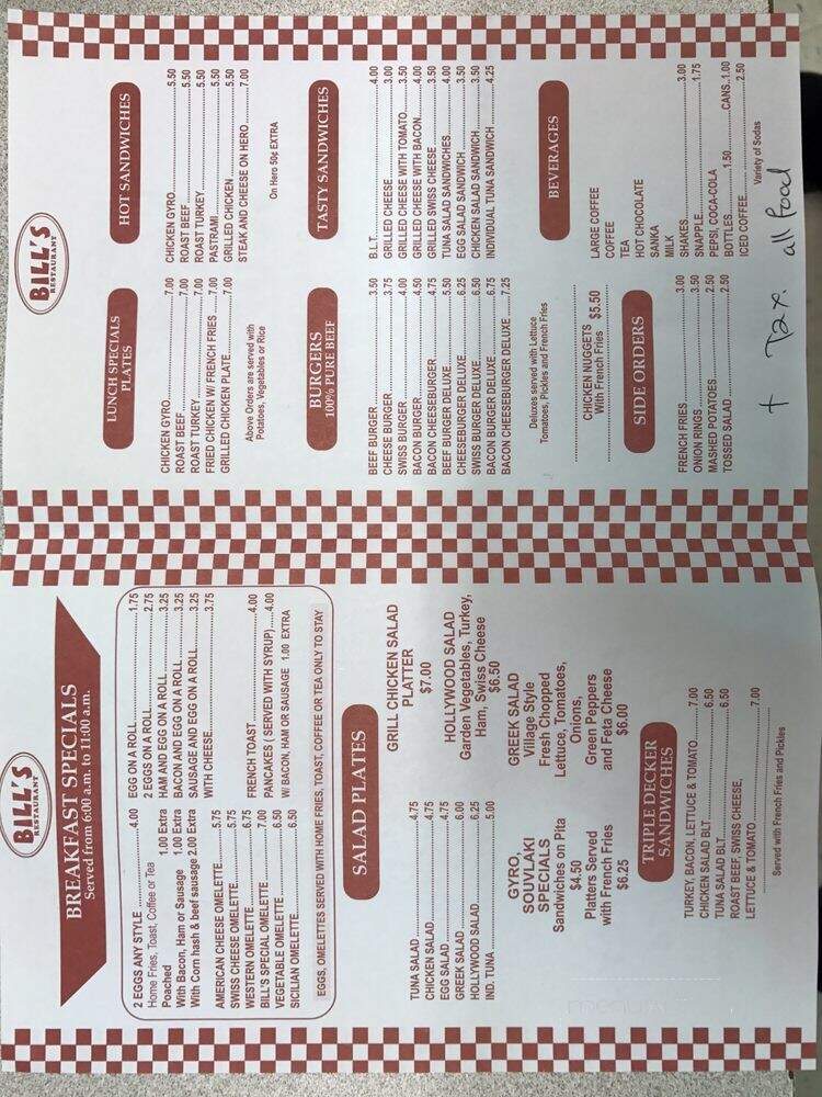 Bill's Restaurant - Ridgewood, NY menu_pic
