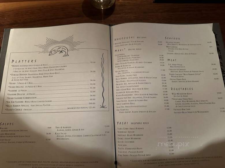 Blue Ribbon Sushi Bar & Grill - New York, NY menu_pic