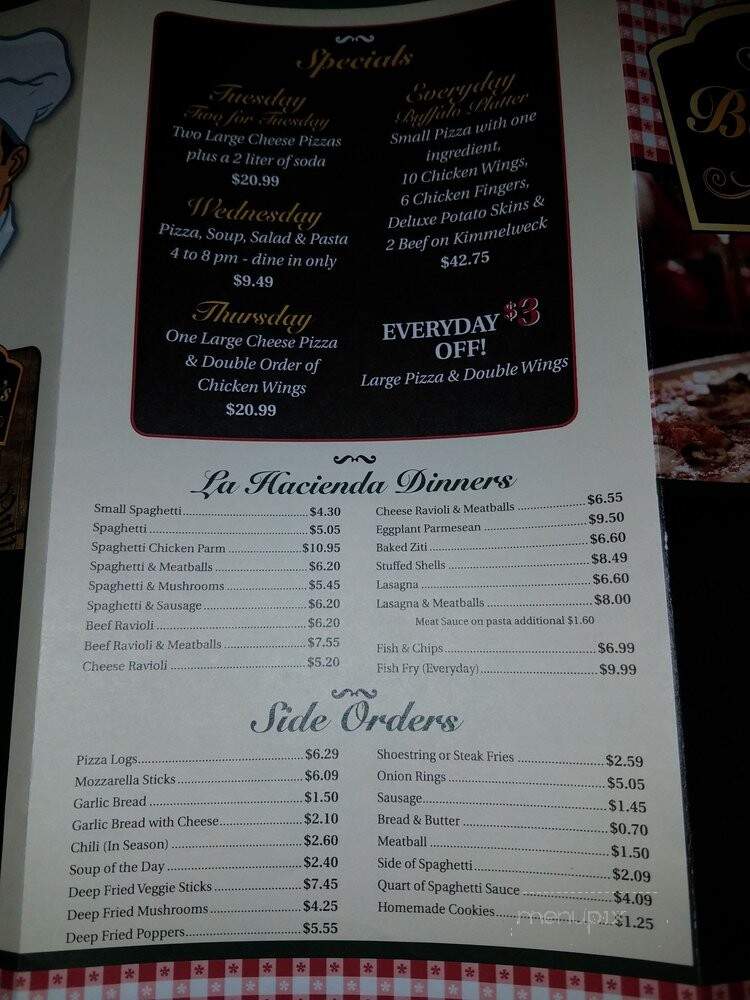 Bob & John's La Hacienda - Buffalo, NY menu_pic