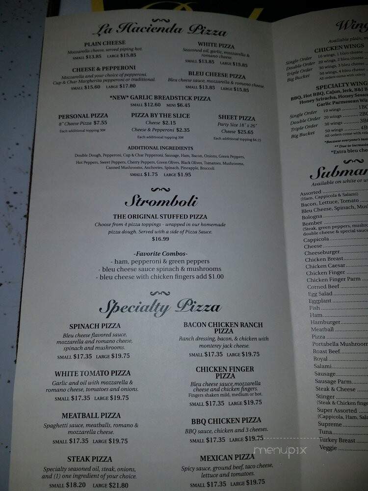 Bob & John's La Hacienda - Buffalo, NY menu_pic