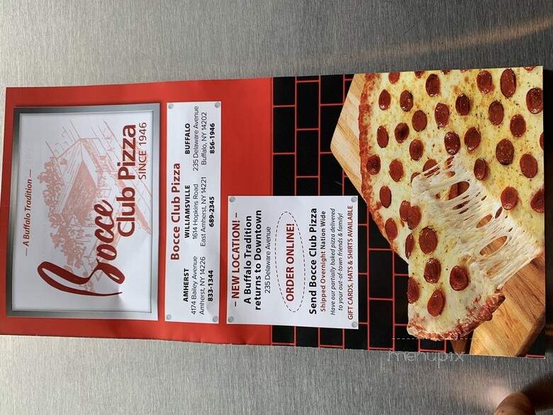 Bocce Club Pizzeria - Williamsville, NY menu_pic