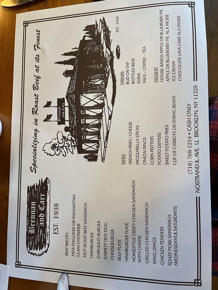 Brennan & Carr Restaurant - Brooklyn, NY menu_pic